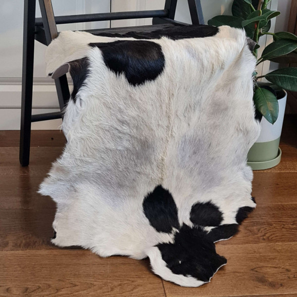 Goatskin Rug, Soft fur Animal Skin 100% Genuine Leather rug, Animal skin, Leather hide, Black & White