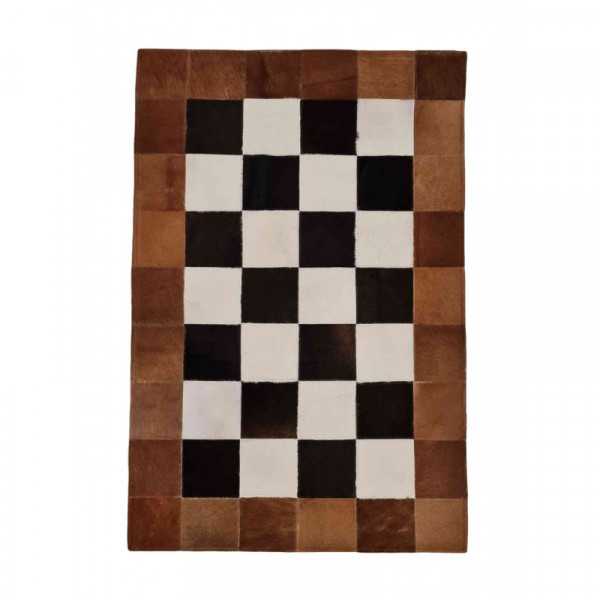 PATCHWORK COWHIDE RUG - Hair-On Fur Leather Rug, Round Cowhide Rug, Handmade Cow