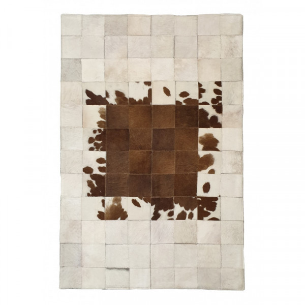 Bedside Cowhide Patchwork Rug, Hair-On Fur Leather, Animal