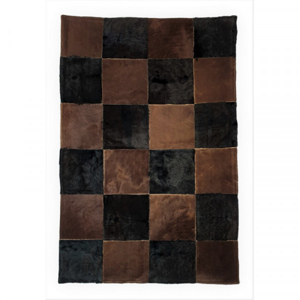 PATCHWORK COWHIDE RUG - Hair-On Fur Leather Rug, Round Cowhide Rug, Handmade Cow