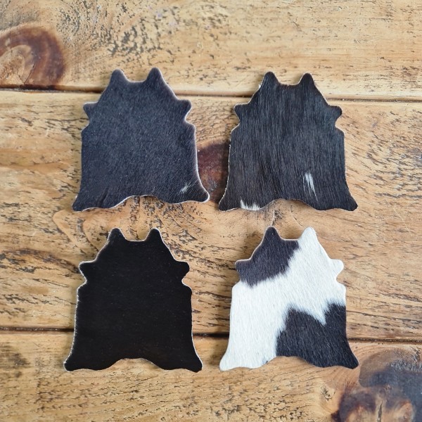 Cowhide Coasters Leather Set, Coffee Tea Cold Drink Coaster Cup Mats. Handmade