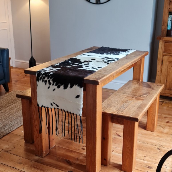 Cowhide table runner / Genuine Leather table runner / Table Top / Chemin de table en peau de vache