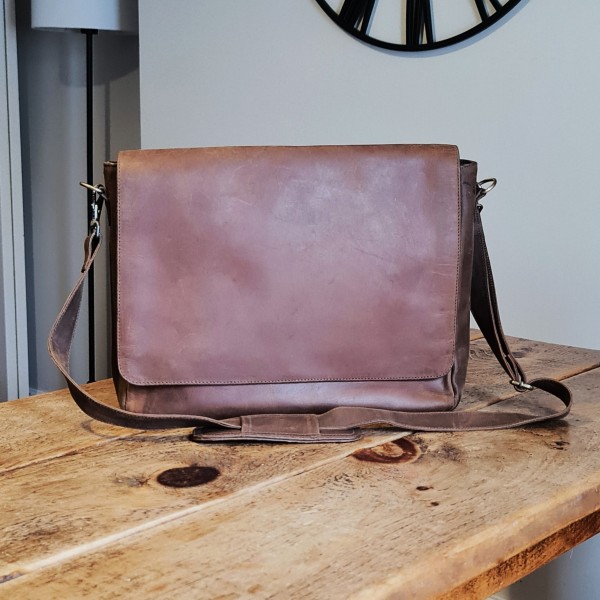 Bureau en cuir, sac à bandoulière, ordinateur portable, sac messager, porte-documents en cuir pour hommes, cuir brun rustique