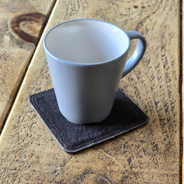 Cowhide Coaster Set, Handcrafted Real Genuine Hair-on Cowhide Leather Coaster