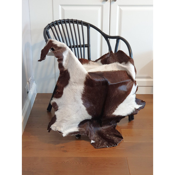 Goatskin Rug, Soft fur Animal Skin 100% Genuine Leather rug, Animal skin, Leather hide, Brown & White