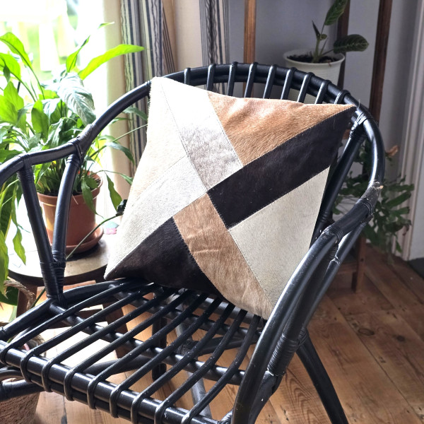 COWHIDE CUSHION COVER - Leather Pillow Cover, Hair On Cushion Cover, Soft Animal Skin Pillow Cover