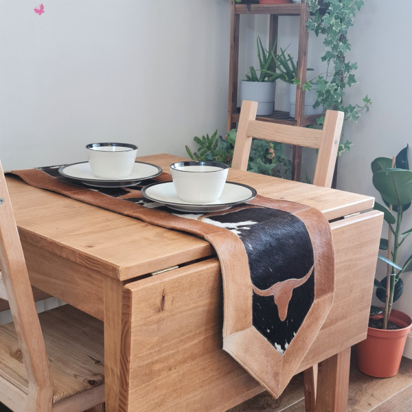 Cowhide table runner / Genuine Leather table runner / Table Top / Chemin de table en peau de vache