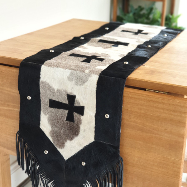 COWHIDE TABLE RUNNER - Leather Table runner, Handmade , Hair-on Leather runner