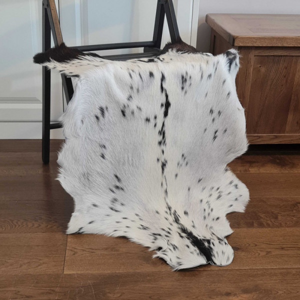 Goatskin Rug, Soft fur Animal Skin 100% Genuine Leather rug, Animal skin, Leather hide, Black & White